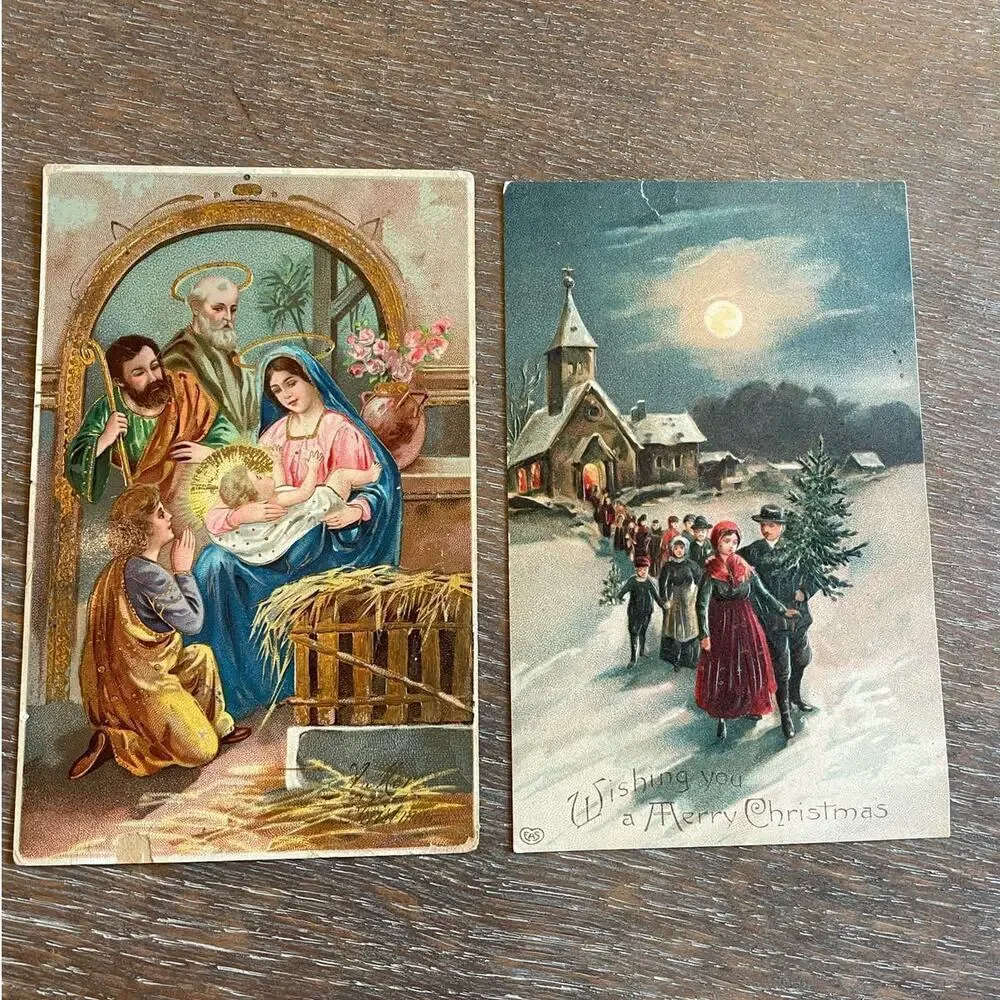 Vintage Christmas 1910's Postcard lot of 2